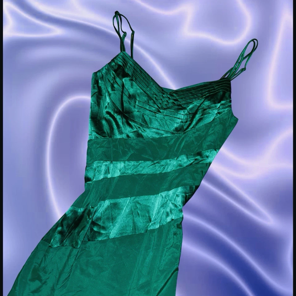 Rare Vintage Y2K Karen Milner Emerald Green Silk Fairy Dress UK Size 12 - Image 3 of 4