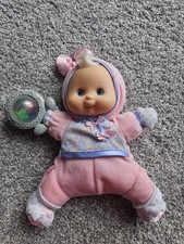 Vintage Puffalump Pink Baby Girl Doll Fisher Price Blue Eyes Rattle