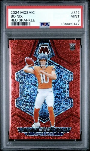 2024 Panini Mosaic Rookies Bo Nix #312 Red Sparkle PSA 9 Denver Broncos RC SP