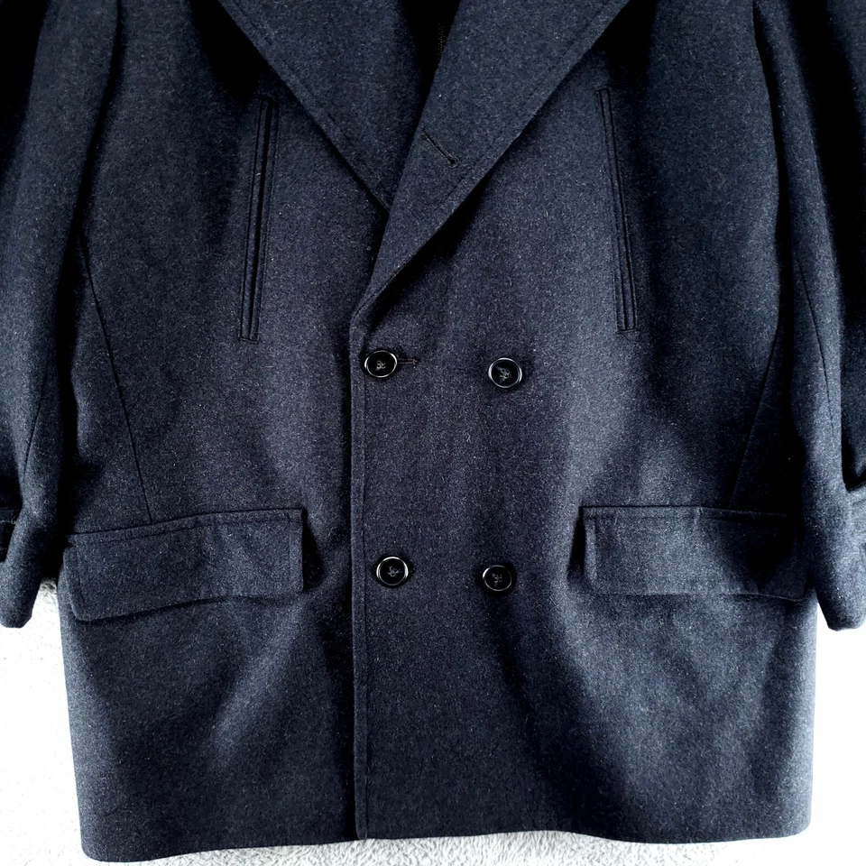 Gabardina para hombre JF J Ferrar mezcla de lana XL negra con bolsillos forrada con cremallera y botones Foto 3 de 4