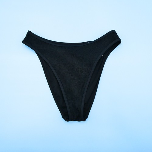 Abercrombie & Fitch Small Bikini Bottom Black Brazilian Rib Swim High Waist New