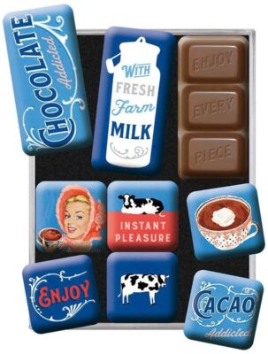 Nostalgic-Art - 9tlg. Pinnwand Kühlschrank-Magnet-Set Stark - Chocolate Addicted
