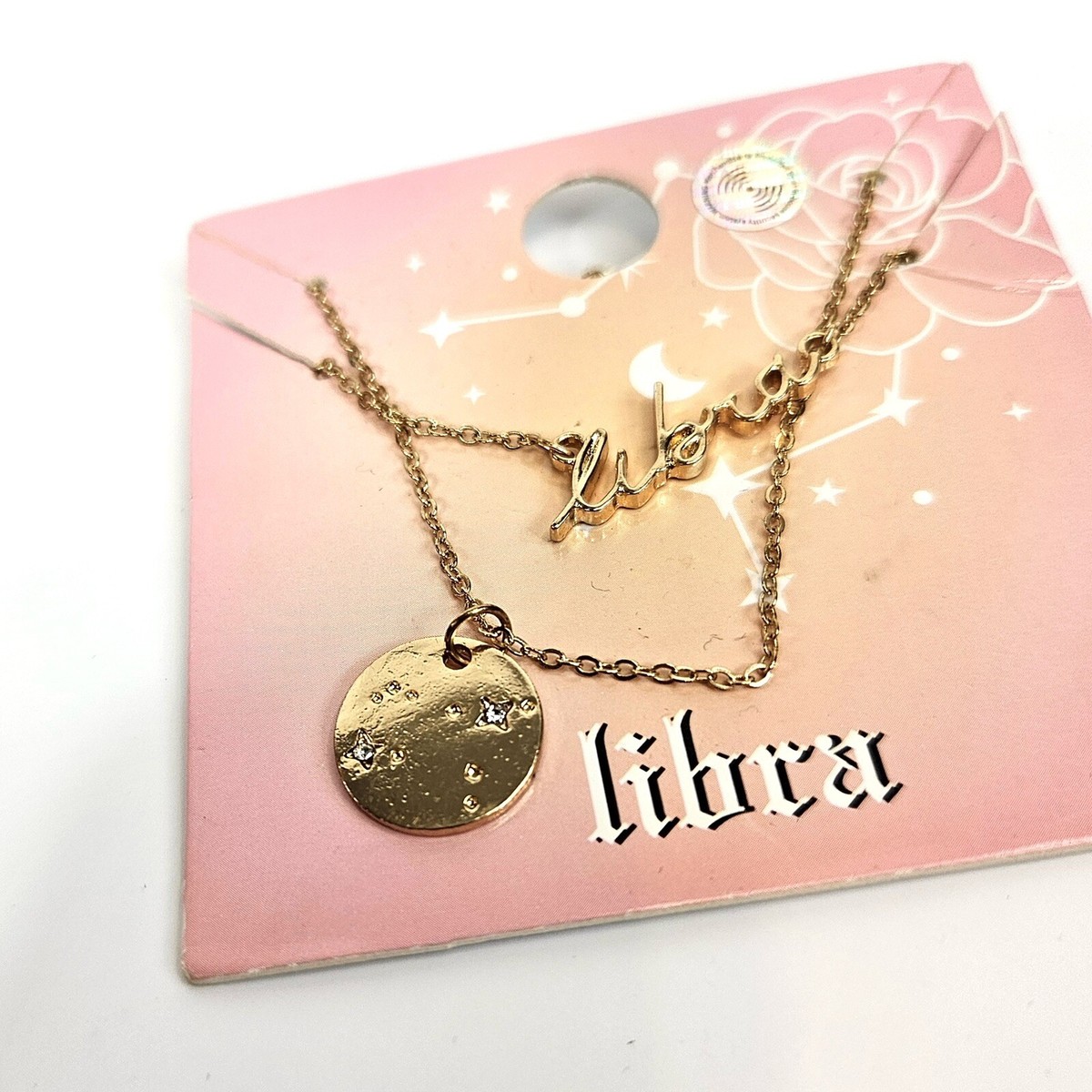 Forever 21 Libra Zodiac Sign Necklace Astrology Gold Tone Chain