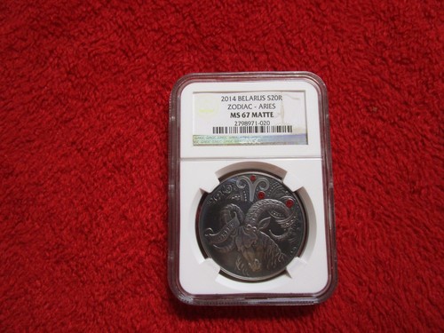Belarus Zodiac Signs Aries Silver Coin NGC PF67 Antique Matte Finish Pop 1 - Picture 7 of 11