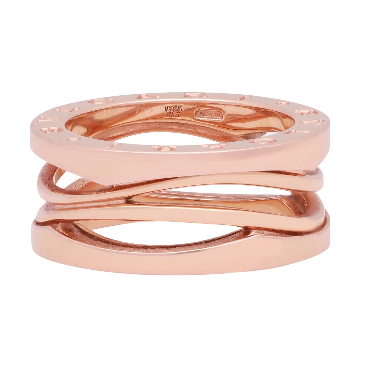 Bvlgari B.Zero1 Design Legend Three Band Ring 18K Rose Gold Size 