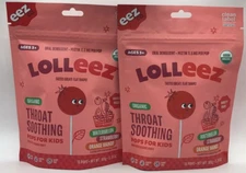 2PK Kids Lolleez Throat Soothing Pops 11.5MG ~ 15 Pops Each ~ Fruits ~ EXP 8/26