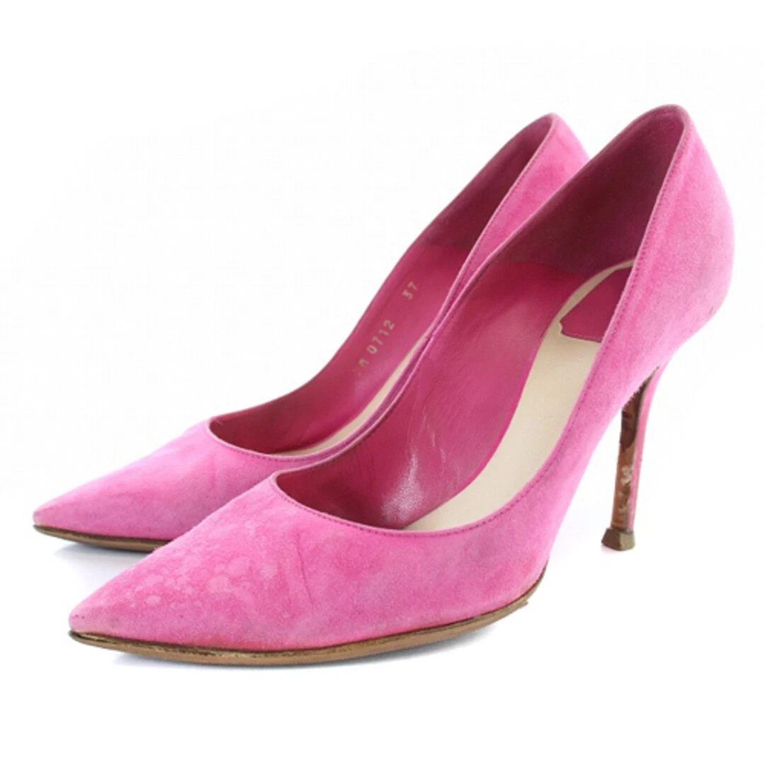 Escarpins Christian Dior talon daim rose EU37 US6.5 Japon F/S OCCASION