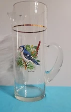 VTG West Virginia Glass Songbirds Pitcher and 6 Highball MCM 7-pc Server Set