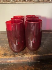 6 Anchor Hocking Ruby Red Roly Poly Iced Tea Glasses