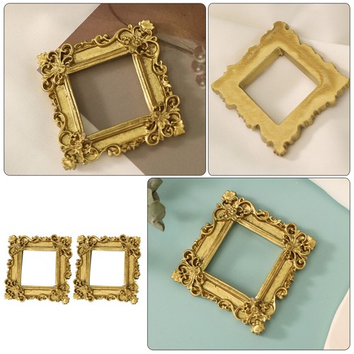 2 Pcs Golden Photo Frame Ornaments Mini Resin Frames Vintage Baby - Picture 8 of 12