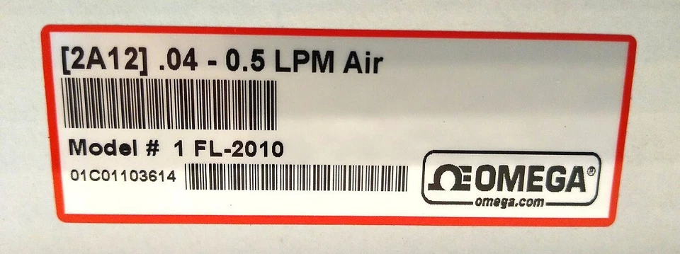 OMEGA FL-2010 Acrylic Flow Meter 0.04-0.5 LPM Panel Mount - Image 2 of 4