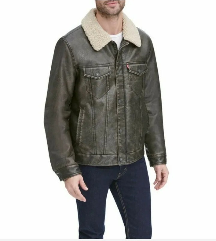 Descubrir 55+ imagen levi's men's faux leather quilted trucker jacket