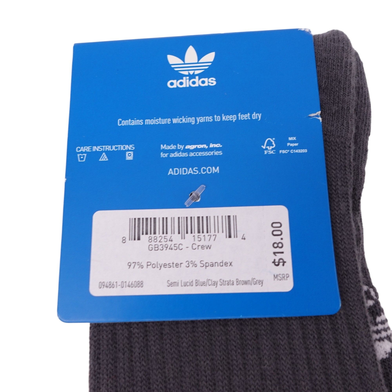NWT Adidas Originals Color Wash Crew Socks Sz L Blue/Black/Brown 3-Pack Outdoor thumbnail 6