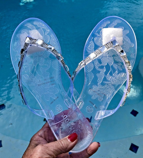 Bamboo Brand HAWAII Clear Embellished Jelly Flip Flops Beach Sandals NEW 7 / 38 | eBay