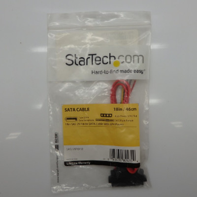 StarTech 18in SAS 29 Pin to SATA Cable with LP4 Power SAS729PW18