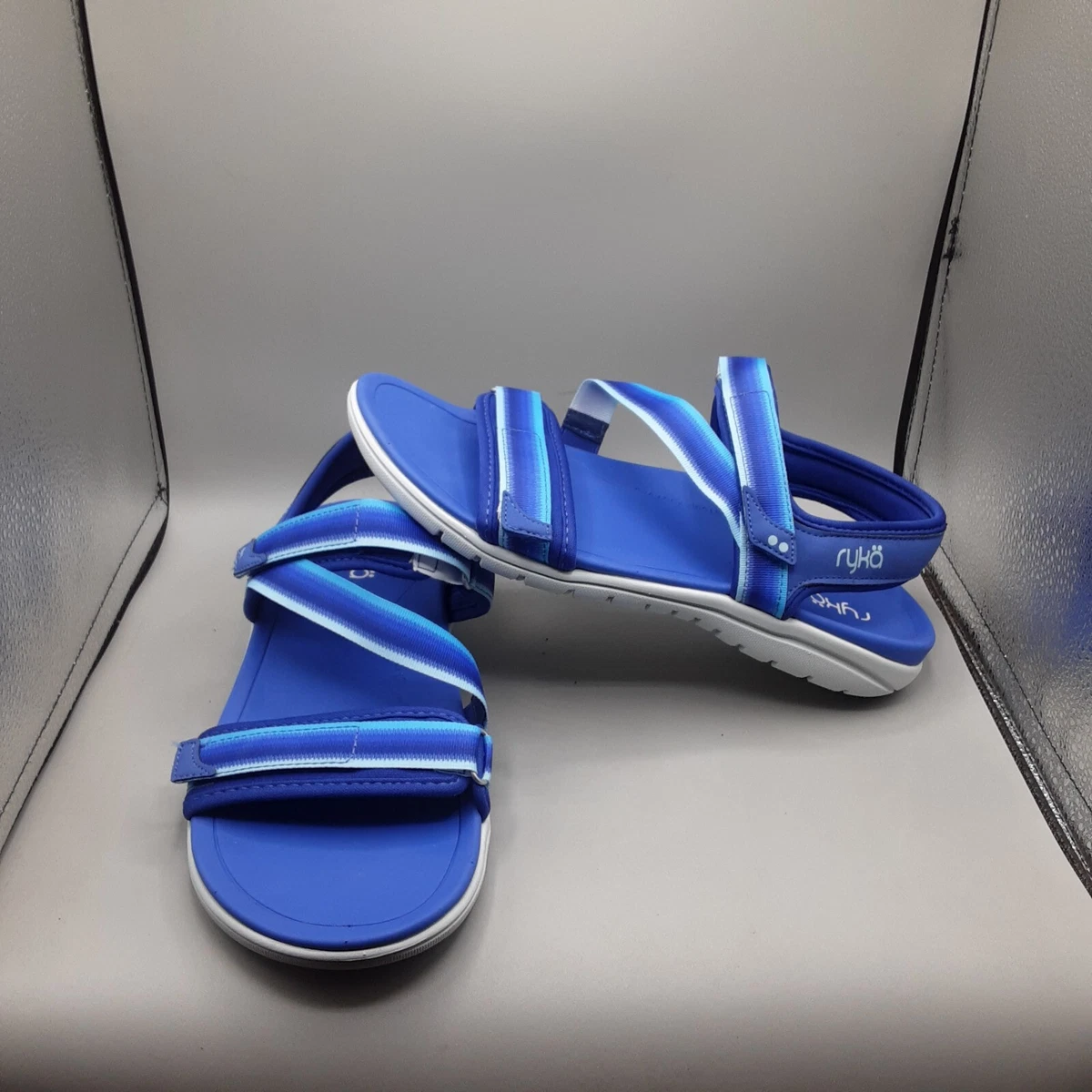 Ryka Savannah 3 Sandals Women s 9.5 W Blue Adjustable Sport Strappy