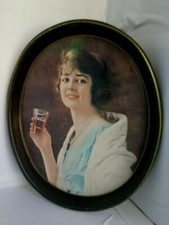 Vintage 1973 Coca Cola Oval Tin Serving Tray Woman Drink Coca Cola