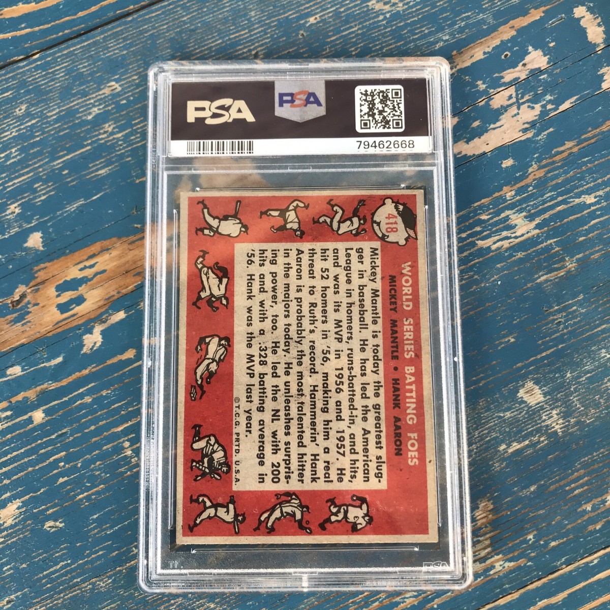 PSA 5 - 58 Topps Mantle/Aaron World Series Batting Foes Card NY