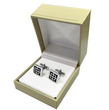 Men's Geometric Pattern Cufflinks Set for French tuxedo shirt with gift box by J