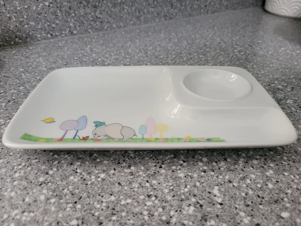 Bandeja de bocadillos vintage Walt Disney Dumbo para niños plato cerámica porcelana Japón Foto 2 de 4
