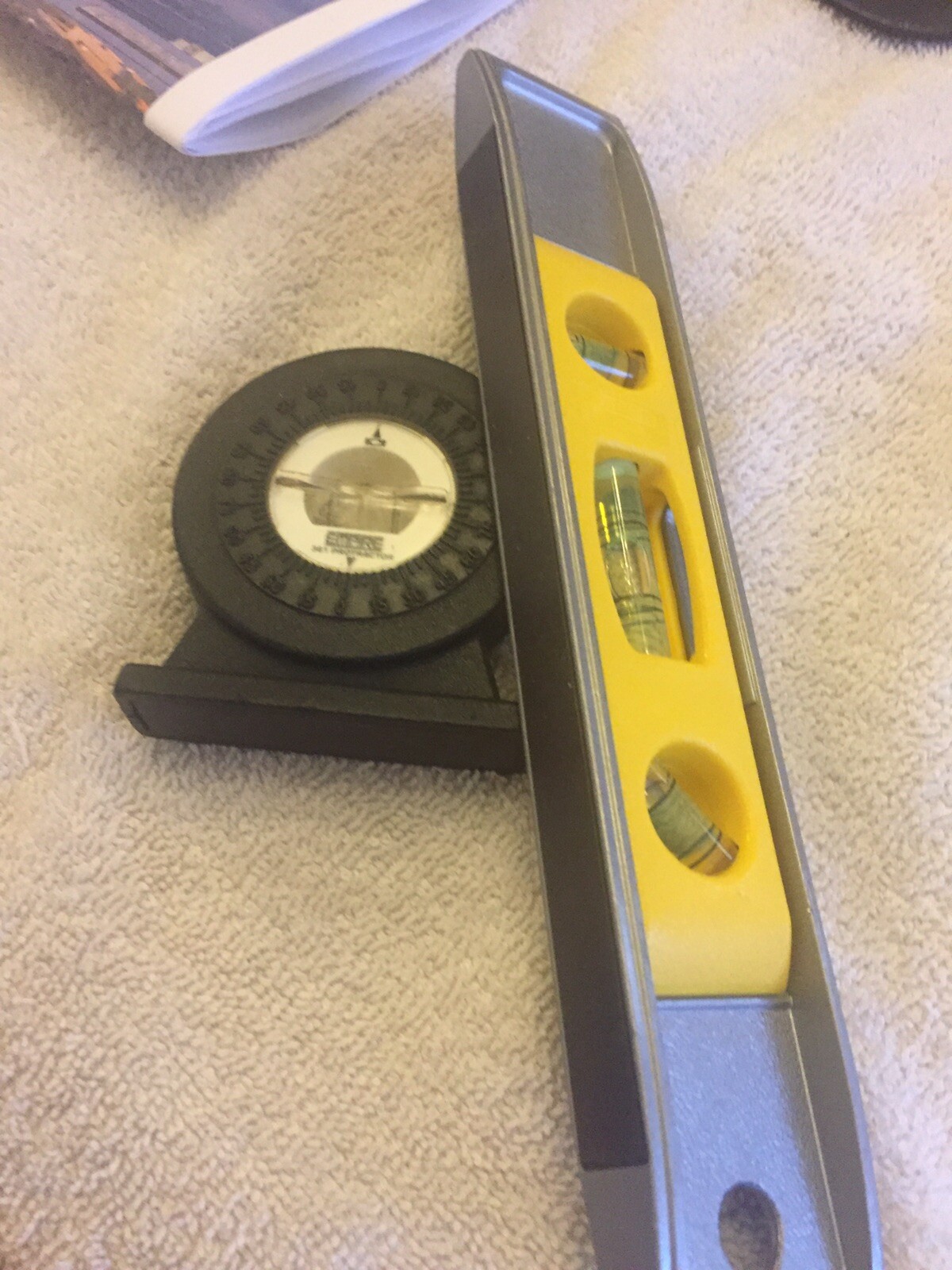 One 9” Torpedo Level One 360 Protractor, Used Nice