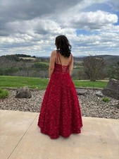 red prom dress from formalities great condition i believe size 8 or 10