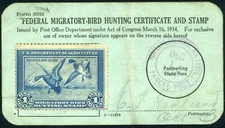 RW1 1934 FEDERAL DUCK  FORM 3333 PORTLAND, OR PARCEL POST DEC 1, 1934 REG $1295.
