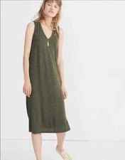 Madewell Jersey Tank Dress Womens XS Olive Green Side Slit Sleeveless V-Neck