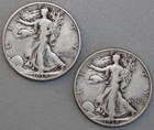 1938 and 1938 D Silver Walking Liberty Half Dollars TWO Walker 2 Coins VF + Fine