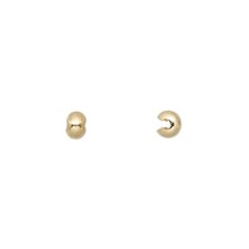 Crimp cover, Gold-plated brass, 4mm round.