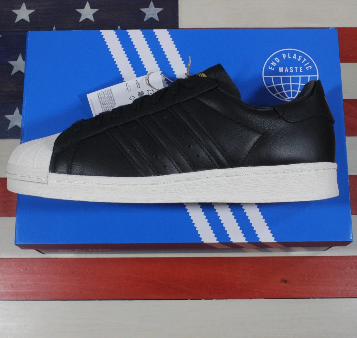 Adidas Superstar 82 Low Shell Toe Men s Leather Shoe Black White Gold GW1799