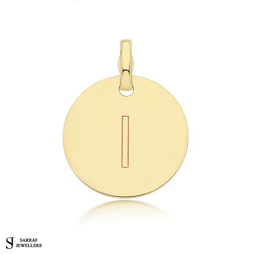 9ct Solid Gold Pendant Round Plain Initial Letter Pendant for Necklace - Inital - Picture 10 of 10