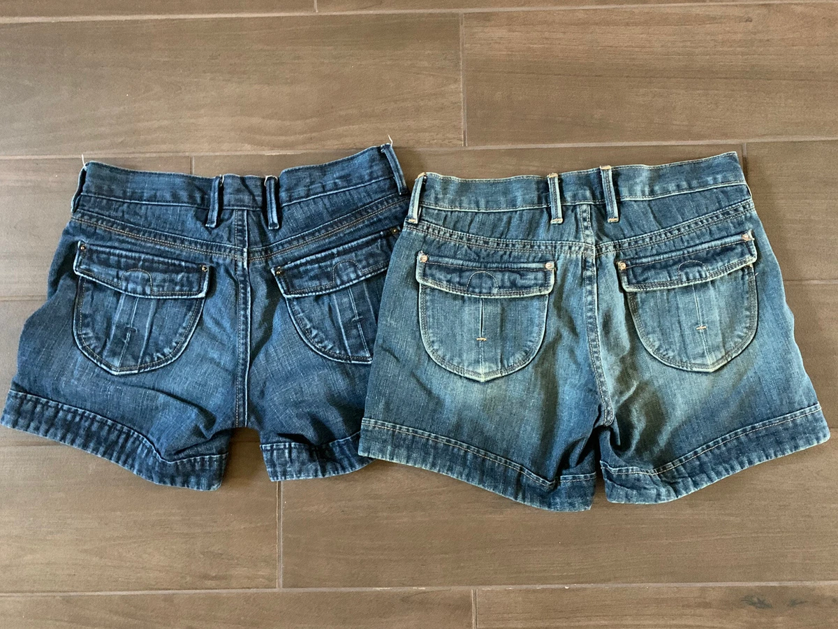 Lot of 2 Juniors Womens Shorts Old Navy Blue Denim Cotton Size 1 EUC