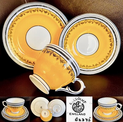 19世紀末イギリス製 CRESCENT e Jones&Sons 建水 Antique George Jones & Sons “Crescent China” Cup & Saucer Trio Set