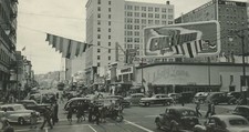 HOLLYWOOD & VINE Melody Lane Chevron Sign Street Action Knickerbocker CA RPPC A3