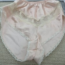 Vintage Sears Pink Lace Satin Silky Hi Cut Panties Medium USA