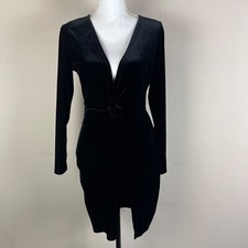 Fashion Nova Women Velvet Twisted Front Dress Sz L Sheath Black Holiday