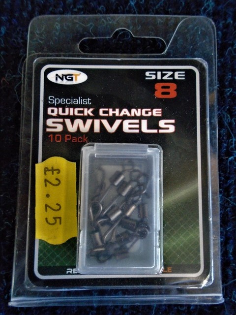 10 SPECIALIST QUICK CHANGE SWIVELS CARP PIKE FISHING Size 8