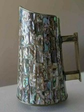 Vintage Mexico Taxco Silver Mid-Century Abalone Shell Inlay Pitcher Vase Stein
