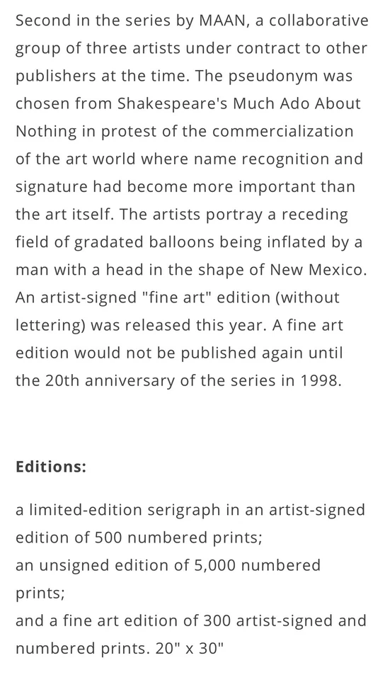 1980 Albuquerque International Balloon Poster signed By MAAN # 337/500 - Image 4 of 4