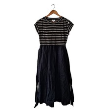 NWT J. Crew Button Shoulder Tie Waist Mixy Dress Stripe Black Tan Petite Size SP