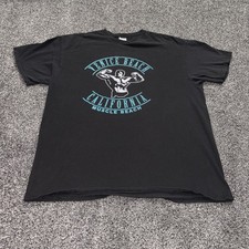 Vtg Venice Beach California Muscle Beach Bodybuilder T-Shirt Mens XL Black Gym