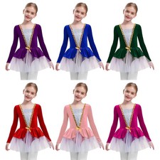 Girls Leotard Dancewear Costume Ballet Skirts Dance Dress Party Ballroom Salsa