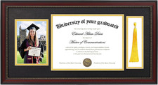 11X22 Diploma Frame with Tassel Holder for 8.5X11 Certificate and 5X7 Photo with