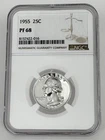 1955 Proof Washington Quarter NGC PF68 90% Silver Certified Brilliant UNC #1
