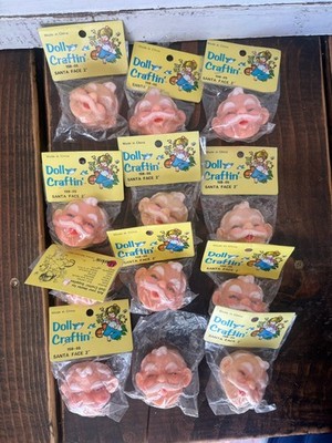 Doll Craftin Santa Head Face Lot Of 12 NOS