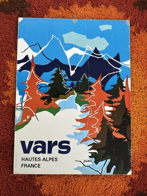Vintage Original Vars France Travel Poster Ski Snow French Hautes Alps MCM Mid