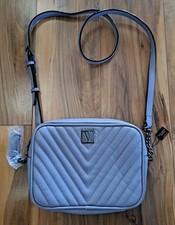 New Victoria's Secret V-Quilted Top Zip Crossbody Purse Gray New/Tags