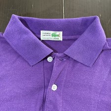 Vintage 1980s 1990s Chemise Lacoste Purple Polo Shirt Large Alligator France