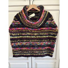 Anthropologie Sweater Piera Multi-Color Chunky Knit Poncho Vest Oversized XS/S